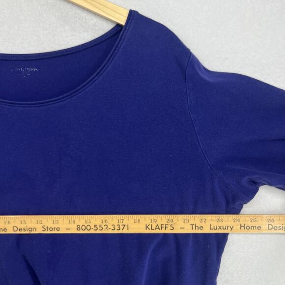 EILEEN FISHER Top 2X Plus Cotton Interlock Jersey Scoop Neck 3/4 Sleeve Blue - Picture 11 of 13